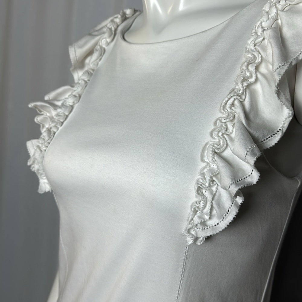 RED VALENTINO White Ruffle Sleeveless Cotton Dress Sz S - Picture 2 of 7
